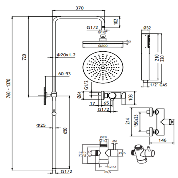 Στήλη ντους Taya