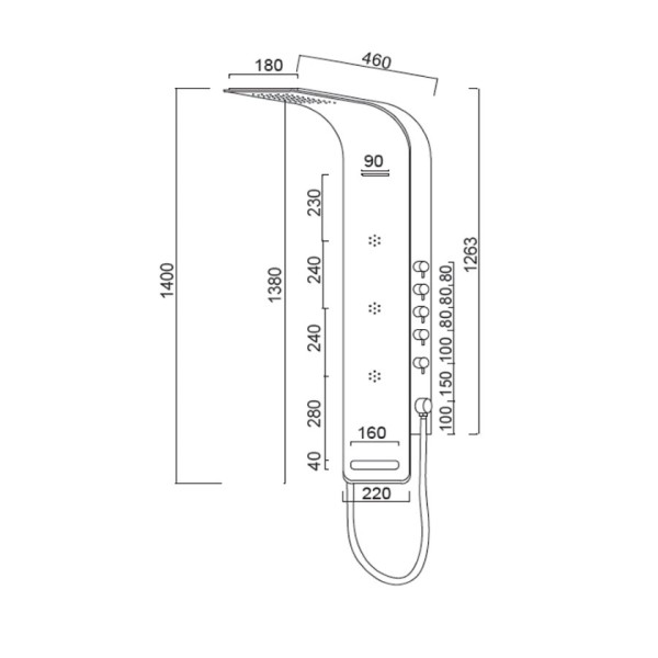 Στήλη Ντους-Υδρομασάζ Icos Astrea White Matt