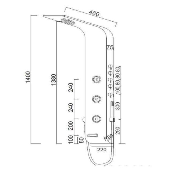 Στήλη Ντους-Υδρομασάζ Icos Lete Satin