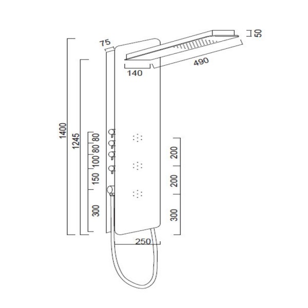 Στήλη Ντους-Υδρομασάζ Icos Melia