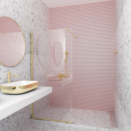 Σταθερό Φύλλο Καμπίνας Walk-In Serena Brushed Gold 185x100 cm