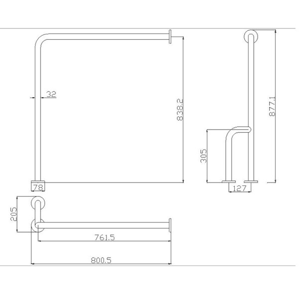 Μπάρα τοίχου-δαπέδου αριστέρη Inox