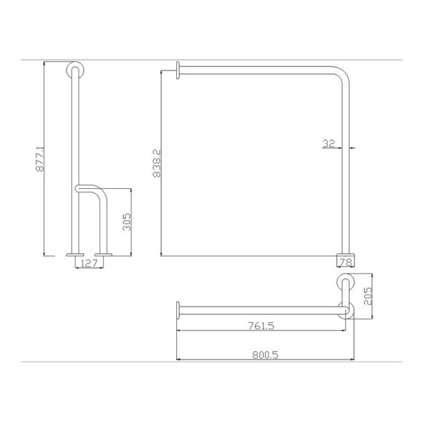 Μπάρα τοίχου-δαπέδου δεξιά Inox