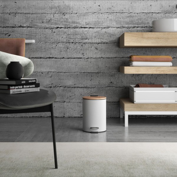 Χαρτοδοχείο Kenta bamboo matt white 5L Gedy