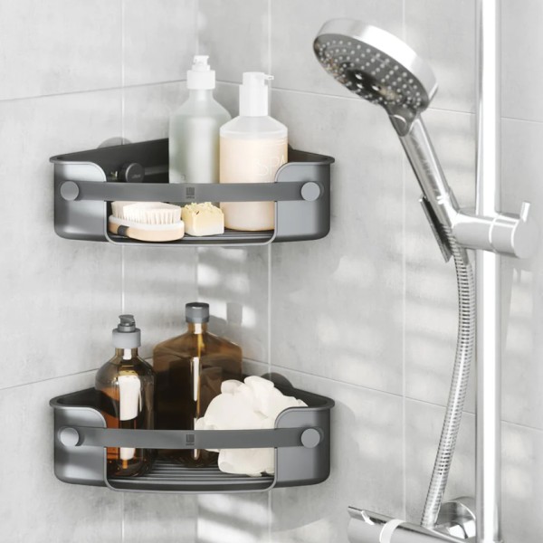 Επιτοίχια γωνιακή Ραφιέρα μπάνιου μονή Flex Μαύρη 30x19x9cm Umbra