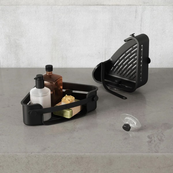 Επιτοίχια γωνιακή Ραφιέρα μπάνιου μονή Flex Μαύρη 30x19x9cm Umbra