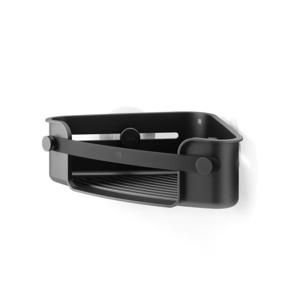 Επιτοίχια γωνιακή Ραφιέρα μπάνιου μονή Flex Μαύρη 30x19x9cm Umbra