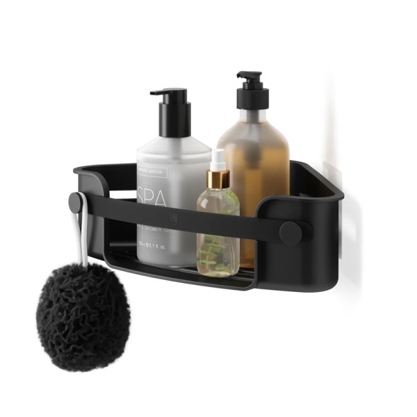Επιτοίχια γωνιακή Ραφιέρα μπάνιου μονή Flex Μαύρη 30x19x9cm Umbra