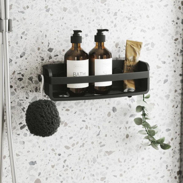 Επιτοίχια Ραφιέρα μπάνιου Flex Adhesive Μαύρη 33x12x9cm Umbra