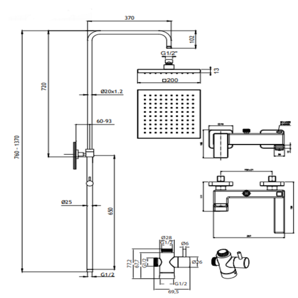 Στήλη ντους Profili Plus
