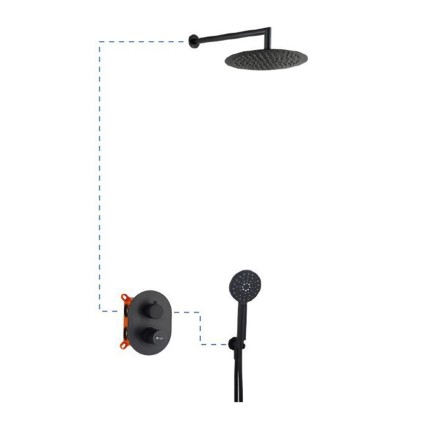 Σετ εντοιχισμού ντους Tube Black Matt ER208