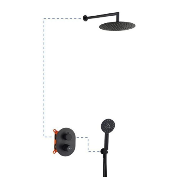 Σετ εντοιχισμού ντους Tube Black Matt ER208