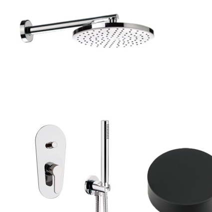 Σετ εντοιχισμού ντους Remer μαύρο ματ 