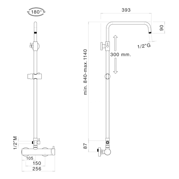 Στήλη ντους MX1E black matt 