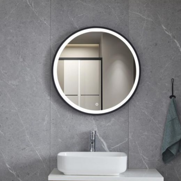 Καθρέπτης Omicron Black Led 80x80 cm