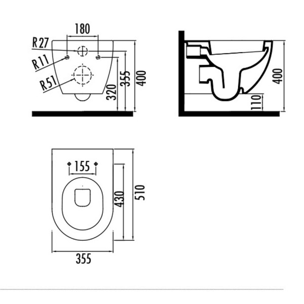 Λεκάνη Κρεμαστή Free FE320