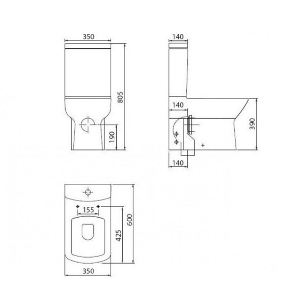 Σετ λεκάνη Quadro Χ.Π. Back To Wall Black Matt