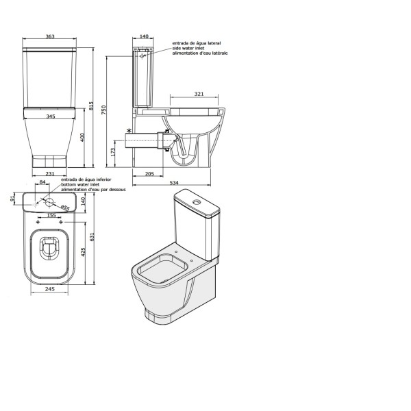 Λεκάνη με καζανάκι Look 134927004 Sanindusa