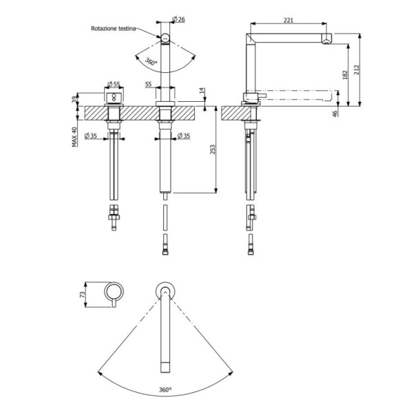 Μπαταρία νεροχύτη Cono 10530-100