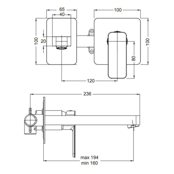 Μπαταρία Νιπτήρος Εντοιχισμού Quadra Black Matt