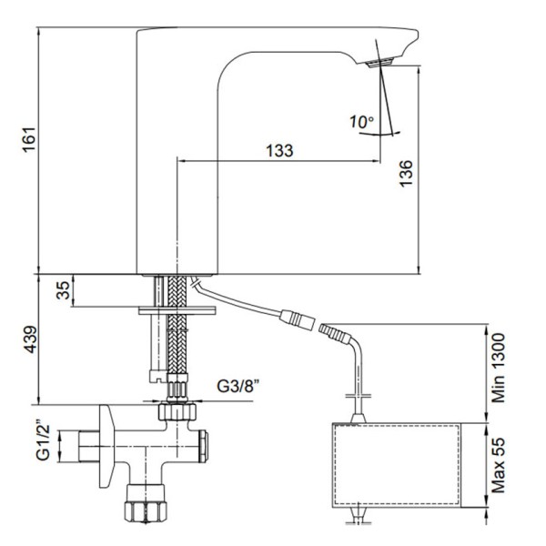 Μπαταρία νιπτήρος ηλεκτρονική serel 108108037