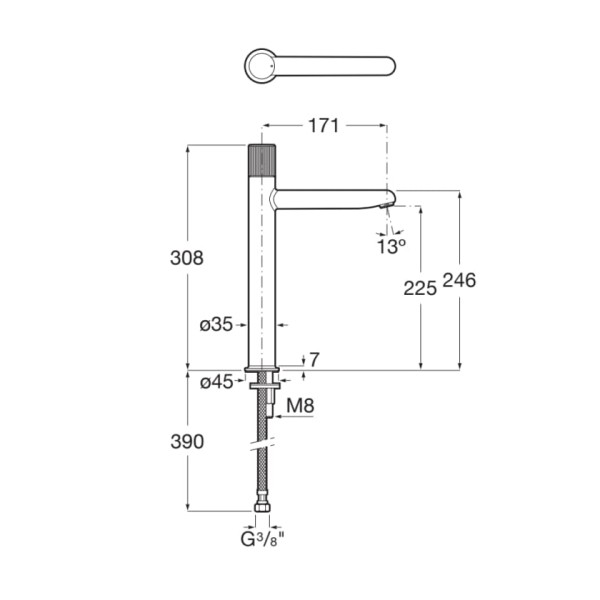 Μπαταρία Νιπτήρος μπλε με λαβή Dome. S-SIZE