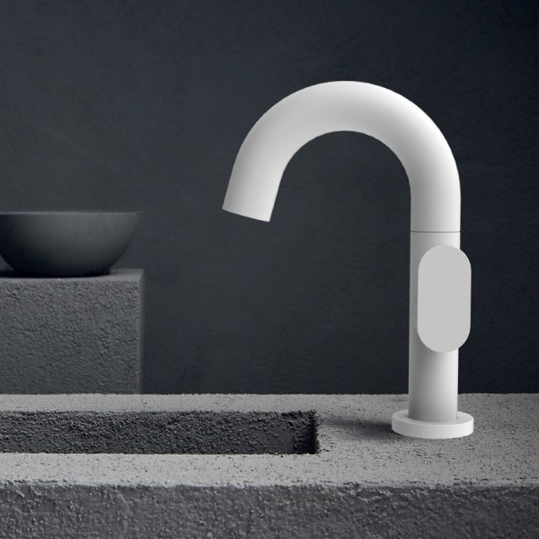 Μπαταρία νιπτήρος κοντή Slim White Matt 500010-300