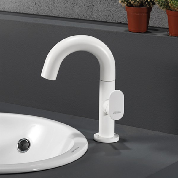 Μπαταρία νιπτήρος κοντή Slim White Matt 500010-300