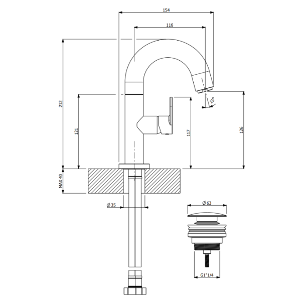 Μπαταρία νιπτήρος κοντή Slim White Matt 500010-300