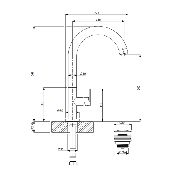 Μπαταρία νιπτήρος ψηλή Slim White Matt 500041-300