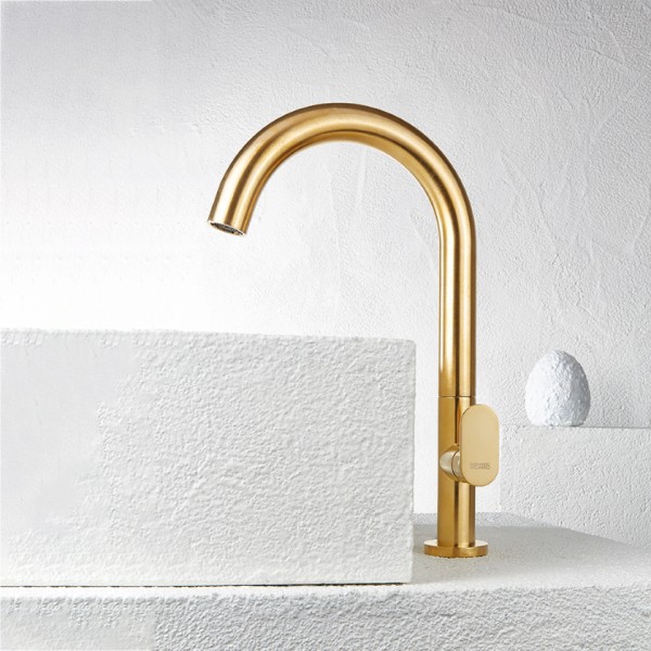 Μπαταρία νιπτήρος ψηλή Slim Brushed Gold 500041-201