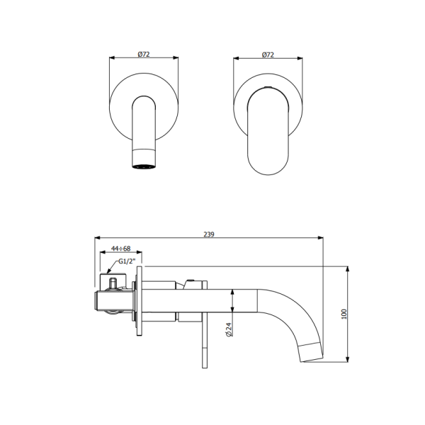 Μπαταρία νιπτήρος εντοιχισμού 2 οπών Slim 500045-110 inox