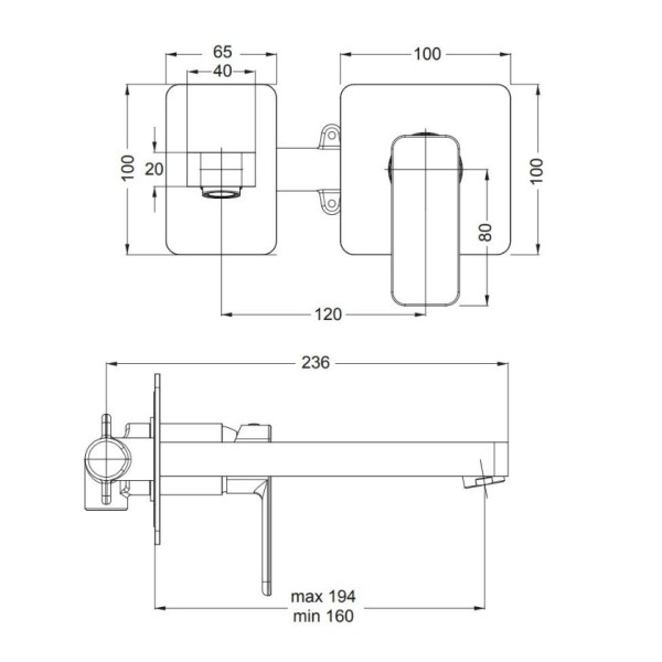 Μπαταρία Νιπτήρος Εντοιχισμού 2 οπών Quadra White Matt
