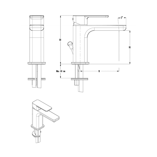 Μπαταρία νιπτήρος Quadra White Matt 144310-300