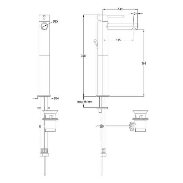 Μπαταρία νιπτήρος ψηλή Tonda black matt 145310P