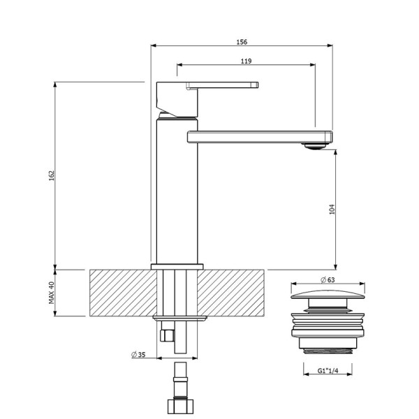 Μπαταρία νιπτήρος λευκή Glam