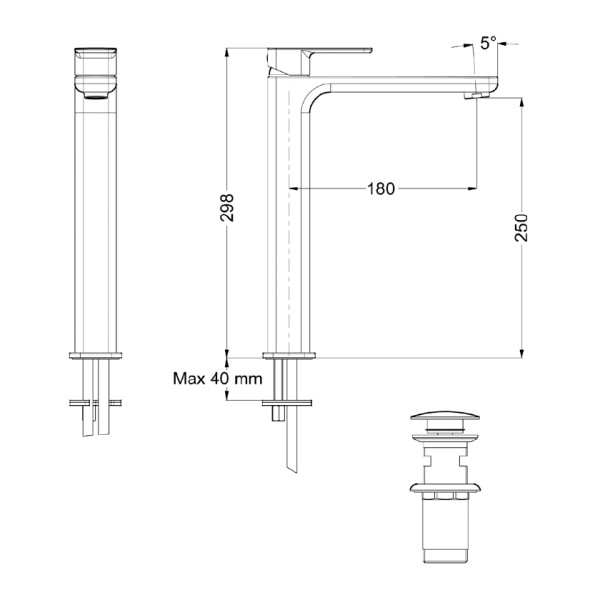Μπαταρία νιπτήρος Quadra ψηλή