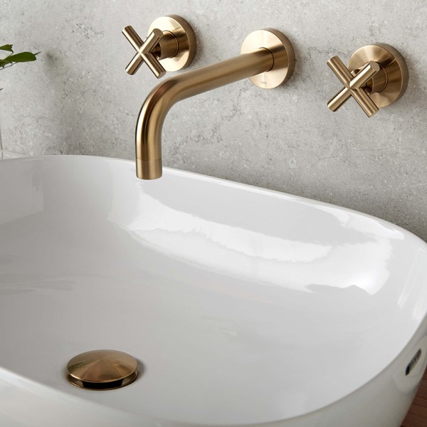 Μπαταρία Νιπτήρος Εντοιχισμού Elements 3 οπών Brushed Gold