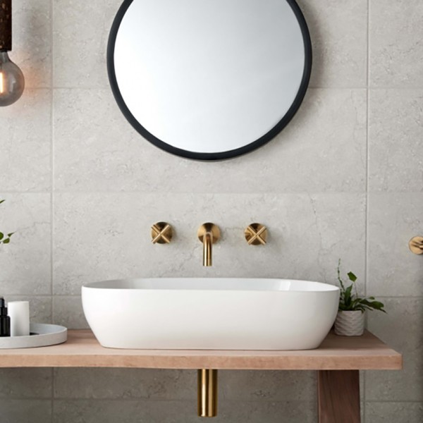 Μπαταρία Νιπτήρος Εντοιχισμού Elements 3 οπών Brushed Gold