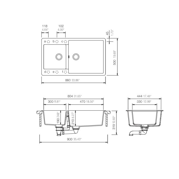 Νεροχύτης Element 86x50 cm Schock