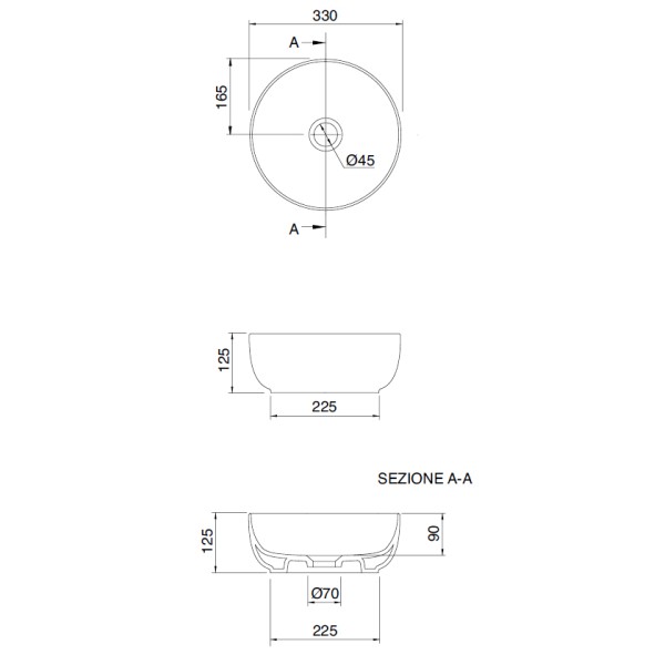 Νιπτήρας μπάνιου Glam Φ33cm Scarabeo 1808-300