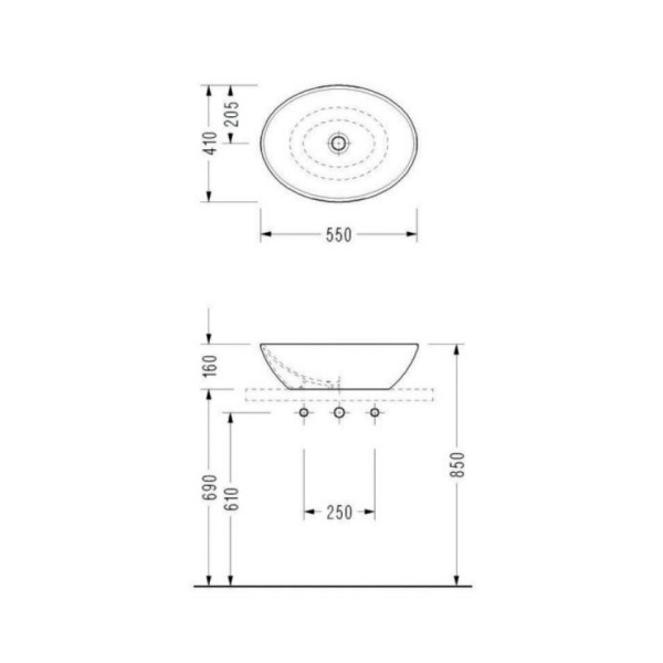 Νιπτήρας Serel CH33 55x41cm