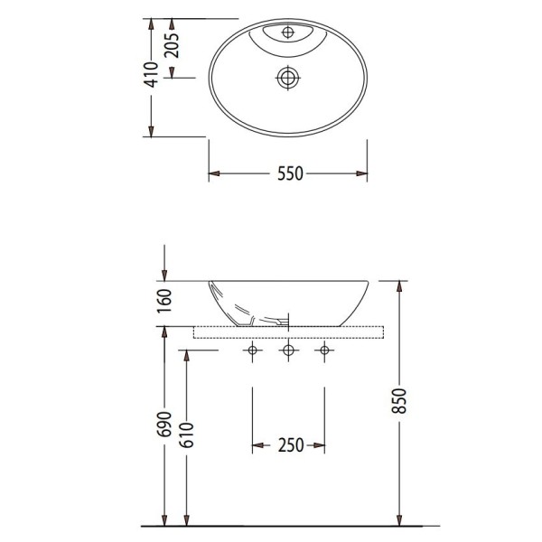 Νιπτήρας Serel CH34 55x41cm