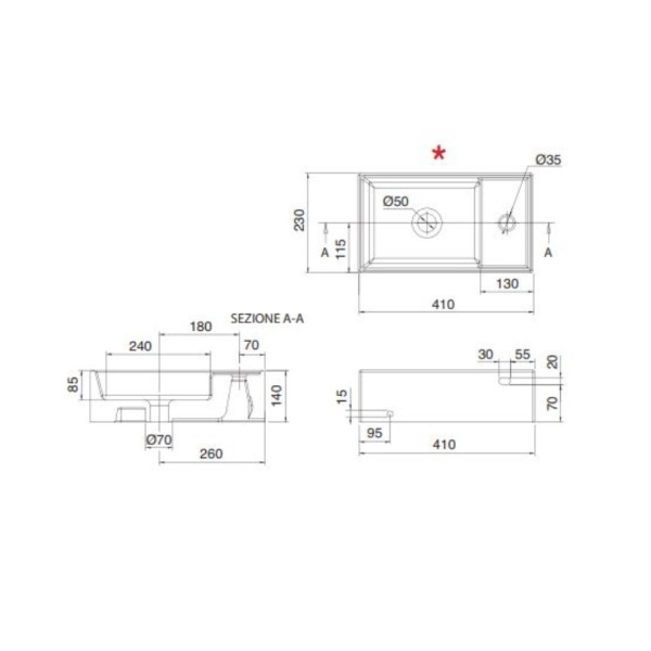 Νιπτήρας Teorema /R 41x23cm