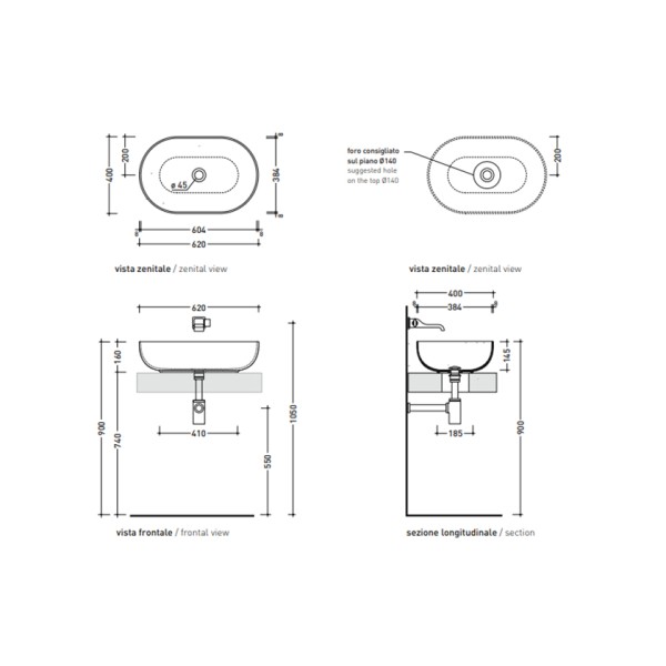 Νιπτήρας Flaminia App 62 Latte