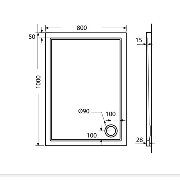 Ντουζιέρα Extra flat 100x80