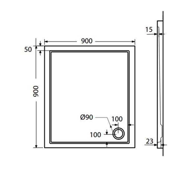 Ντουζιέρα Extra flat 90x90