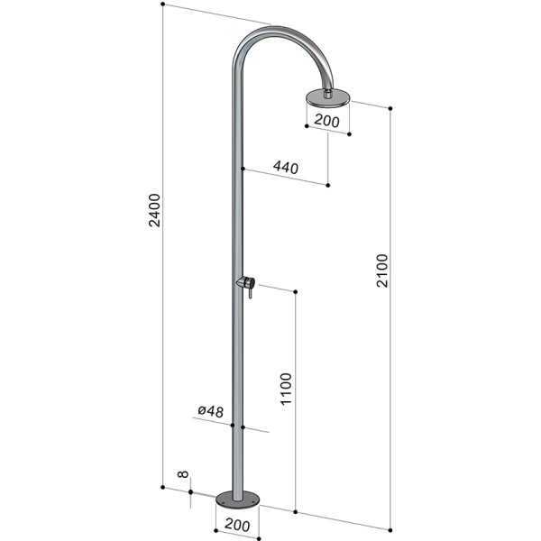 Στήλη ντους εξωτερικού χώρου Origo All Steel C50AS