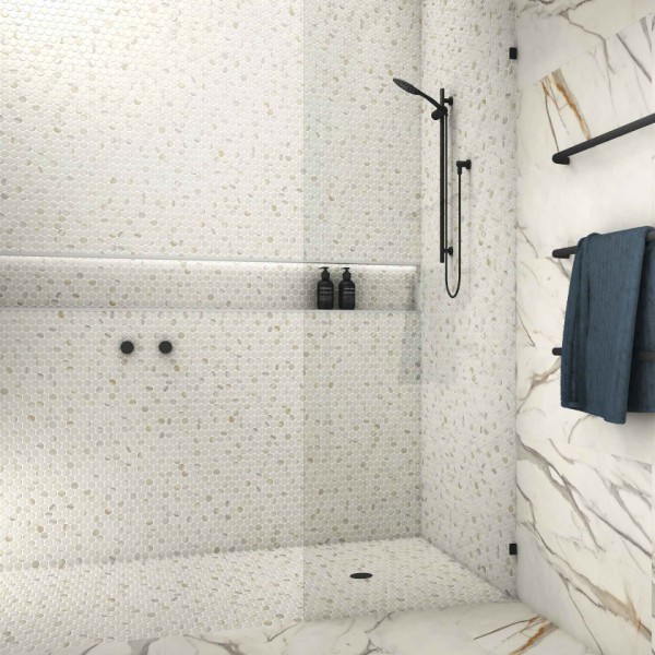 Πλακάκι ψηφίδα Circle calacatta gold matt 30.9x30.9 cm