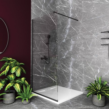 Σταθερό Φύλλο Καμπίνας Walk-In Serena Black Mat 185x100 cm